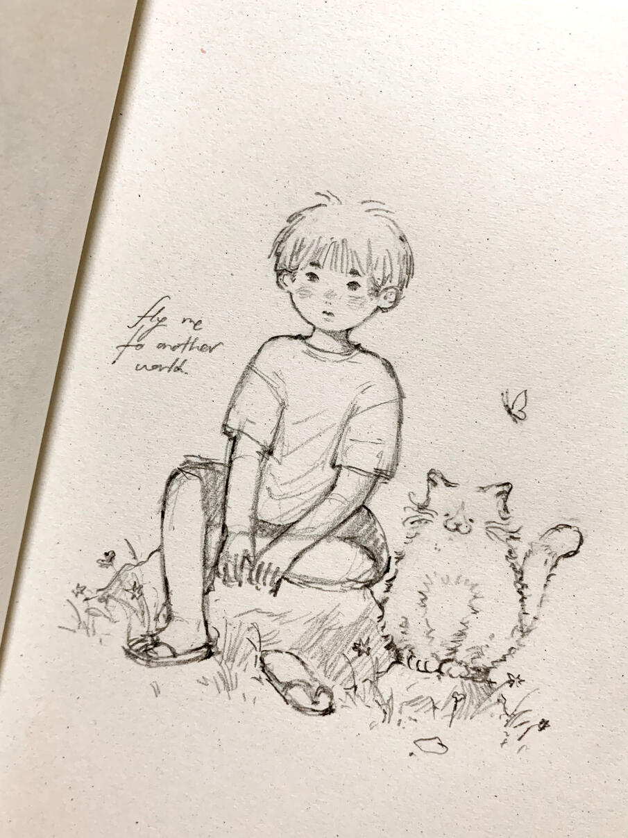 Boy and Tuxedo Cat